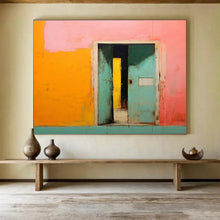 Load image into Gallery viewer, Color - Blocked Doorway Abstract Painting on Canvas - “Vibrant Threshold” DKH641
