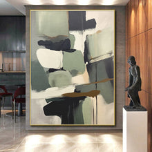 Load image into Gallery viewer, Large Green - Gray Shape Fusion - Perfect for Sustainable Home &amp; Eco - Conscious Workplace LargeART0748
