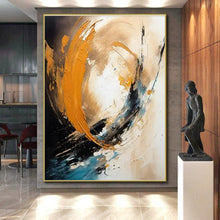 Load image into Gallery viewer, Orange - Blue Swirl Dynamics Art for Game Room &amp; Modern Office LargeART0829
