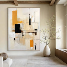 Load image into Gallery viewer, Orange &amp; Black Geometric Abstract Painting, Perfect for Bold Home Office &amp; Stylish Dining Room LargeART1461
