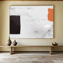Load image into Gallery viewer, Bold Black - White - Orange Abstract Acrylic painting DLZ146
