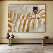 Load image into Gallery viewer, Cozy Reading Figure Abstract Painting for Bedroom Nook &amp; Bookstore Café DKH230
