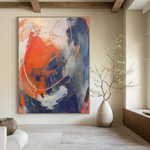 Load image into Gallery viewer, “Dynamic Orange and Blue Swirls” – Energetic Abstract with Bold Color Movement DTP133
