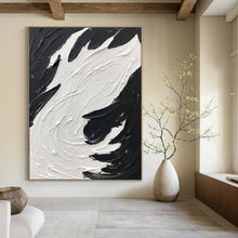 Load image into Gallery viewer, “Swirling Black &amp; White Impasto” – Thick black and white impasto, circular motion DTP398

