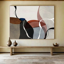 Load image into Gallery viewer, Curved - Shape Abstract Painting On Canvas with Muted Tones DKH358
