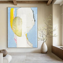 Load image into Gallery viewer, Mixed - Media Abstract Head Art, Pastel - Toned Textured Collage for Feminine Nursery &amp; Whimsical Sunroom LargeART2225
