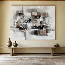 Load image into Gallery viewer, Gray - Brown Abstract Painting On Canvas with Intricate Details DKH354
