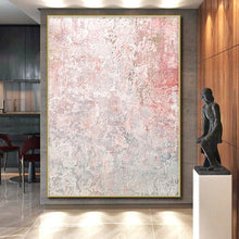 Load image into Gallery viewer, Hand - painted Generous - sized Soft Pink and Gray Abstract Texture Acrylic Art for Chic Dressing Rooms LargeART0050
