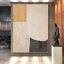 Load image into Gallery viewer, Oversized Beige - Gray Geometric Abstract Art for Modern Office &amp; Contemporary Hallway LargeART0453
