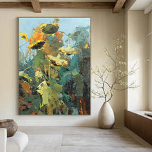 Load image into Gallery viewer, “Sunflower Field: Abstract Blooms” Abstract Painting on Canvas, Cheerful Kitchen Decor DKH1045
