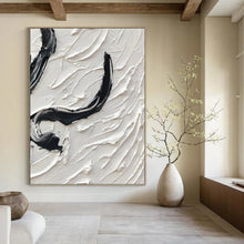 Load image into Gallery viewer, “Black &amp; White Curved Impasto” – Thick black and white impasto, curved shapes DTP400
