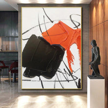 Load image into Gallery viewer, Large Bold Orange - Black Dynamic Art - Great for Creative Studio &amp; Trendy Bar Lounge LargeART0786
