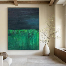 Load image into Gallery viewer, “Dark Green and Blue Layers” - Green, Blue Abstract Art on Canvas DKH1201
