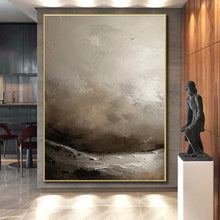 Load image into Gallery viewer, Gray - Brown Textured Abstract Acrylic Art - Great for Contemporary Art Space &amp; Modern Bedroom LargeART0550

