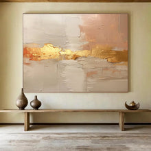 Load image into Gallery viewer, Gold - Accented Neutral Abstract Painting on Canvas - “Elegant Layers” DKH617
