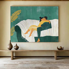 Load image into Gallery viewer, Cozy Couple Abstract Painting for Bohemian Bedroom &amp; Intimate Café DKH232
