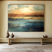 Load image into Gallery viewer, Sunset Over Golden Waters Abstract acrylic painting DLZ055
