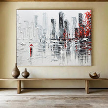 Load image into Gallery viewer, City Rain “Romantic Urban” Painting on Canvas, Impasto Cityscape Art DKH886
