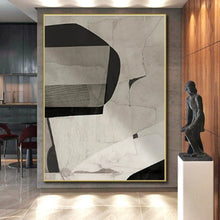Load image into Gallery viewer, Gray - Black Geometric Collage Acrylic Art - Ideal for Industrial Art Gallery &amp; Modern Loft LargeART0558
