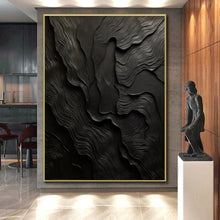 Load image into Gallery viewer, Black Textured Waves Art for Luxury Bedroom &amp; Art Gallery LargeART0833
