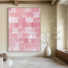 Load image into Gallery viewer, Large - Scale Hand - painted Pink Textured Tiles Acrylic Art for Feminine - Inspired Bedrooms LargeART0178
