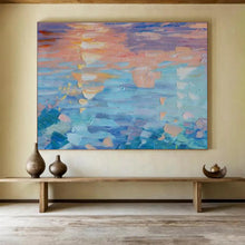 Load image into Gallery viewer, Colorful Sunset Reflection Abstract Painting on Canvas - “Sky on Water” DKH662
