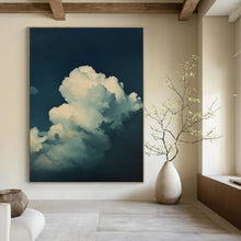 Load image into Gallery viewer, “Dreamy Clouds on Dark Blue” - Symbolist Abstract Acrylic, Great for Meditation Room and Bedroom DTP020
