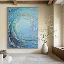 Load image into Gallery viewer, “Turquoise Swirl with Gold” – Textured turquoise and blue swirls, accented with gold. DTP332
