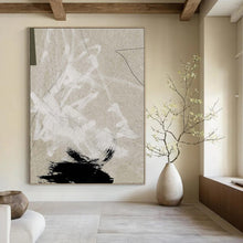 Load image into Gallery viewer, “Earthy Strokes” - Beige, white, black, textured brushstrokes and shapes DTP168
