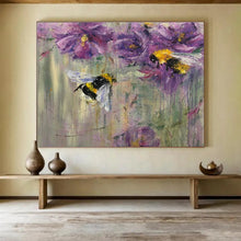 Load image into Gallery viewer, Floral and Bee Abstract Painting on Canvas - “Nature&#39;s Harmony” DKH718
