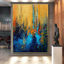 Load image into Gallery viewer, Hand - painted Massive Vibrant Urban Abstract Landscape Acrylic Art for Lively Living Rooms LargeART0027
