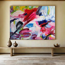Load image into Gallery viewer, Colorful Expressive Abstract Painting with Pink, Blue, and Green for Playful Kids’ Room &amp; Art Studio DKH297
