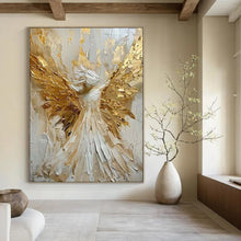 Load image into Gallery viewer, Textured Gold Angel Abstract Painting, Suited for Spiritual Meditation Room &amp; Ornate Bedroom LargeART1908
