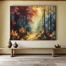 Load image into Gallery viewer, Autumn Forest “Sunlit Trail” Painting on Canvas, Nature - Themed Wall Decor DKH821

