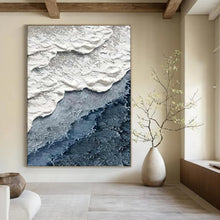 Load image into Gallery viewer, “Textured Coastal Layers” – Layered white, gray, and blue textured forms, evoking a coastal scene. DTP325
