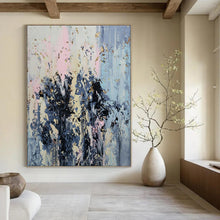 Load image into Gallery viewer, Pink, Blue &amp; Gray Abstract Painting - Ideal for Modern Living Room &amp; Art Gallery Spaces LargeART1404
