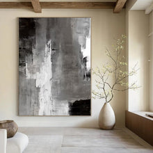 Load image into Gallery viewer, Monochrome Abstract Layers Abstract Canvas Painting, Ideal for Modern Office &amp; Minimalist Living Room LargeART1124
