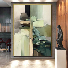 Load image into Gallery viewer, Custom Large Green - Gray Abstract Fusion - Ideal for Sustainable Living Space &amp; Nature - Themed Office LargeART0743
