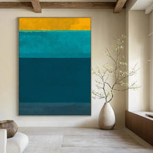 Load image into Gallery viewer, “Yellow, Teal and Blue Color - Block” - Modern Abstract Art on Canvas DKH1623
