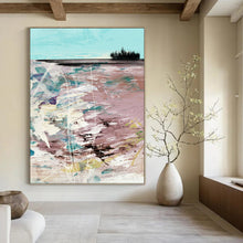 Load image into Gallery viewer, Abstract Coastal Reverie – Turquoise, Pink, Purple, and Green Seaside Abstract DTP198
