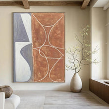 Load image into Gallery viewer, “Dual - Toned Geometric Flow” - Grey, Brown, White Abstract Art on Canvas DKH1138
