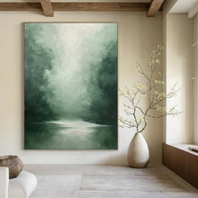 Load image into Gallery viewer, “Misty Green Forest River” - Impressionistic Abstract Acrylic DTP024
