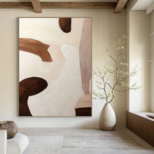 Load image into Gallery viewer, “Soft Neutral Shapes” - Beige, Brown Abstract Art on Canvas DKH1164
