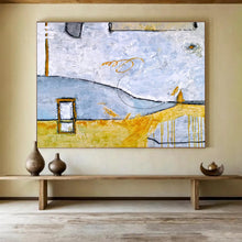 Load image into Gallery viewer, Cool - Hued Geometric Abstract Painting on Canvas DKH563
