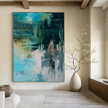 Load image into Gallery viewer, Turquoise &amp; Green Abstract Creation, Great for Coastal Home Office &amp; Artistic Lounge LargeART2286
