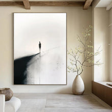 Load image into Gallery viewer, Black &amp; White Lone Figure Abstract Art, Suited for Serene Meditation Room &amp; Contemplative Office LargeART1931
