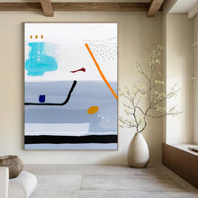 Load image into Gallery viewer, “Minimalist Journey” - Grey, Orange, Blue, Red Abstract Pathway Art on Canvas DKH1098

