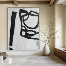Load image into Gallery viewer, Black &amp; White Abstract Forms Painting, Perfect for Modern Gallery &amp; Monochrome Study LargeART1415
