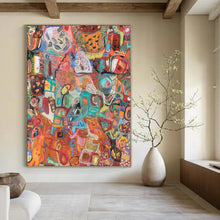 Load image into Gallery viewer, Colorful Abstract Collage Canvas Painting, Perfect for Eclectic Living Room &amp; Creative Office LargeART1169
