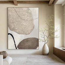 Load image into Gallery viewer, “Textured Stone - Like Abstract” - Beige, Brown, Grey Abstract Art on Canvas DKH1321
